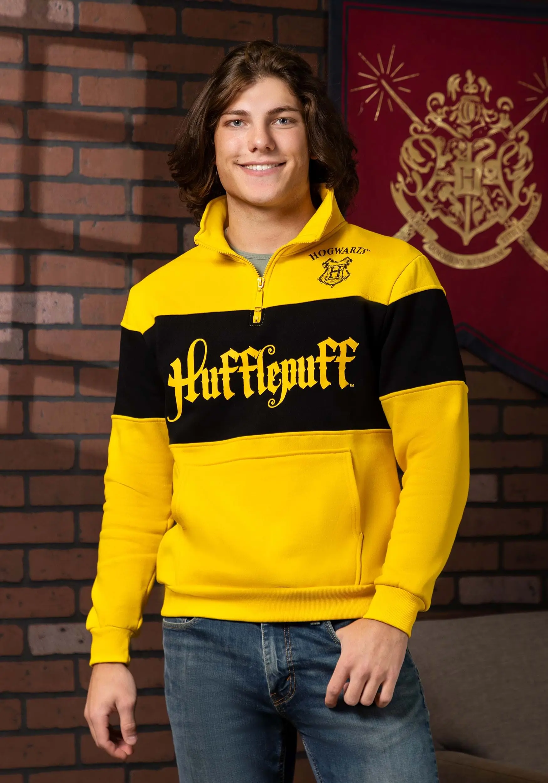 Adult Cakeworthy Unisex Hufflepuff 1/4 Zip Sweater 3 Adult Cakeworthy Unisex Hufflepuff 1/4 Zip Sweater