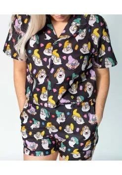 Adult Snow White Seven Dwarves Cakeworthy Button Up Shirt -Fun Place Pop Store unisex snow white 7 dwarves button up shirt alt 1