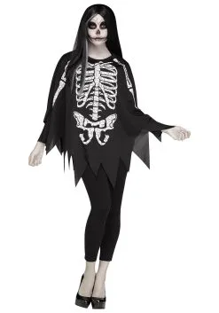 Adult White Bones Poncho