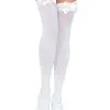White Thigh Highs With A White Bow For Women -Fun Place Pop Store white thigh highs with a white bow