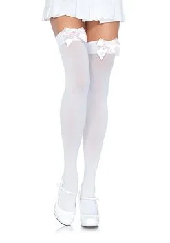 White Thigh Highs With A White Bow For Women