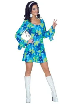 70s Wild Flower Retro Dress Costume