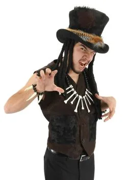 Witch Doctor Costume Hat With Dreadlocks For Adults