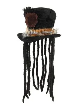 Witch Doctor Costume Hat With Dreadlocks For Adults -Fun Place Pop Store witch doctor hat with dreadlocks alt 2