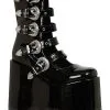Black Platform Buckle Strap Women's Boots 2 Black Platform Buckle Strap Women's Boots -Fun Place Pop Store womens black platform buckle strap boots