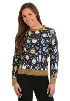 Christmas Tree Ornaments Ugly Sweater For Women -Fun Place Pop Store womens christmas tree ornaments ugly sweater alt1