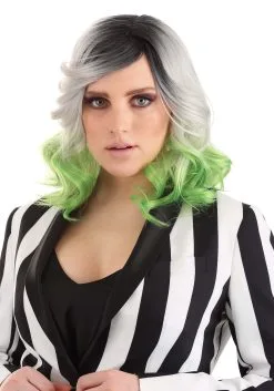 Grey And Green Women's Ombre Wig