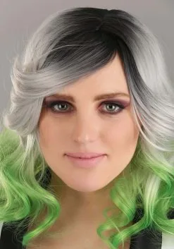 Grey And Green Women's Ombre Wig -Fun Place Pop Store womens grey and green ombre wig alt 3