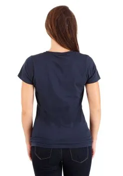 I Am Captain Marvel Navy T-Shirt For Women -Fun Place Pop Store womens i am captain marvel navy t shirt back