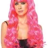 Women's Neon Pink Long Costume Wig -Fun Place Pop Store womens neon pink long wig