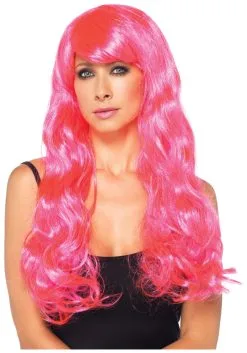 Women's Neon Pink Long Costume Wig