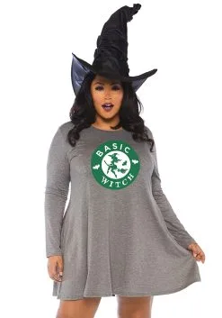 Plus Size Basic Witch Women's Jersey Dress