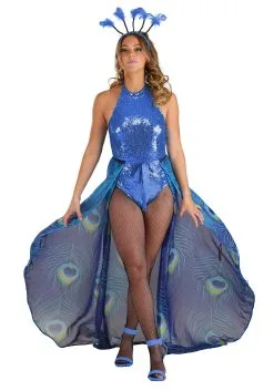 Women's Proud Blue Peacock Costume -Fun Place Pop Store womens proud peacock costume alt 3