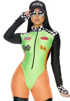 Sexy Green Racecar Driver Women's Costume