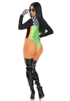 Sexy Green Racecar Driver Women's Costume -Fun Place Pop Store womens sexy green racecar driver costume alt 2