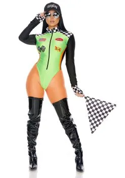 Sexy Green Racecar Driver Women's Costume -Fun Place Pop Store womens sexy green racecar driver costume alt 3
