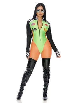 Sexy Green Racecar Driver Women's Costume -Fun Place Pop Store womens sexy green racecar driver costume alt 5