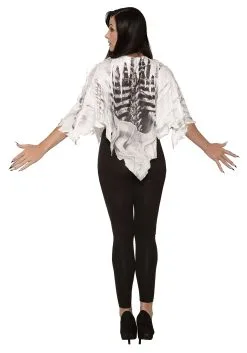 Tattered Skeleton Poncho Women's Costume -Fun Place Pop Store womens tattered skeleton poncho costume alt 1