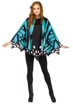 Teal Butterfly Poncho For Women