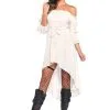 White Pirate Dress Costume For Women -Fun Place Pop Store womens white pirate dress costume