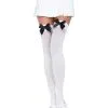 White Stockings With Black Bows For Women -Fun Place Pop Store womens white stockings with black bows