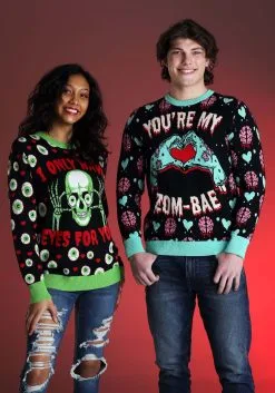 Adult You're My Zom-Bae Valentines Day Sweater -Fun Place Pop Store youre my zom bae valentines day sweater alt 1