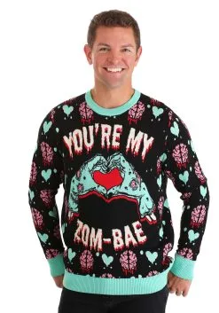 Adult You're My Zom-Bae Valentines Day Sweater -Fun Place Pop Store youre my zom bae valentines day sweater alt 11